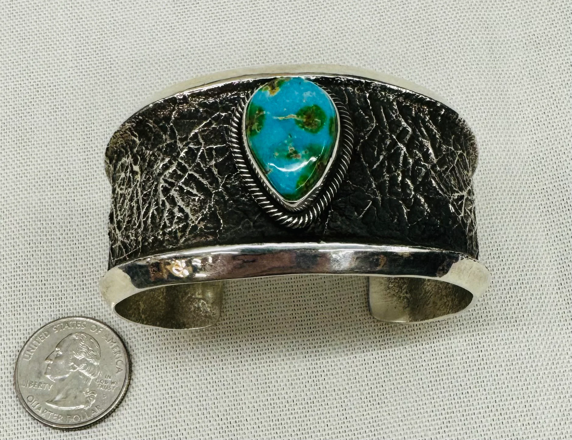 Silver and Turquoise Cuff Bracelet - Image 2