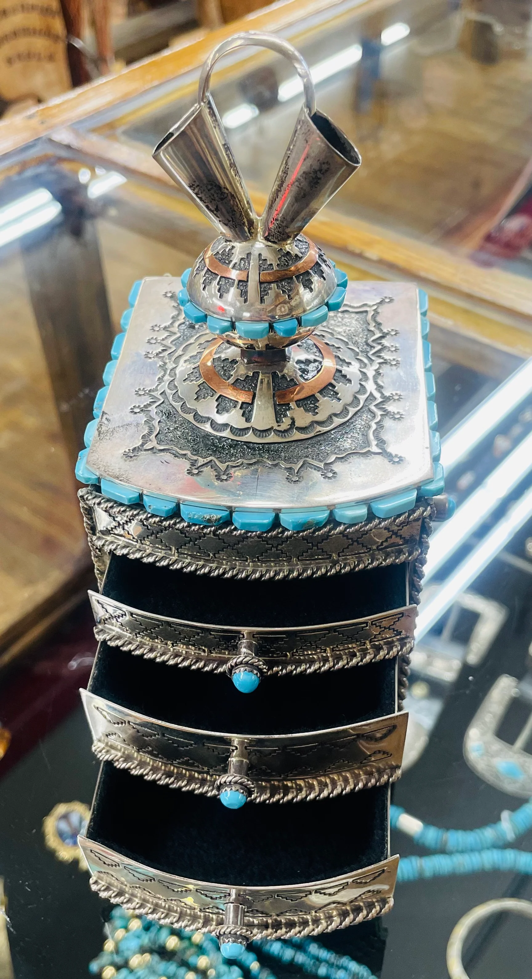 Silver and Turquoise Jewelry Box - Image 2