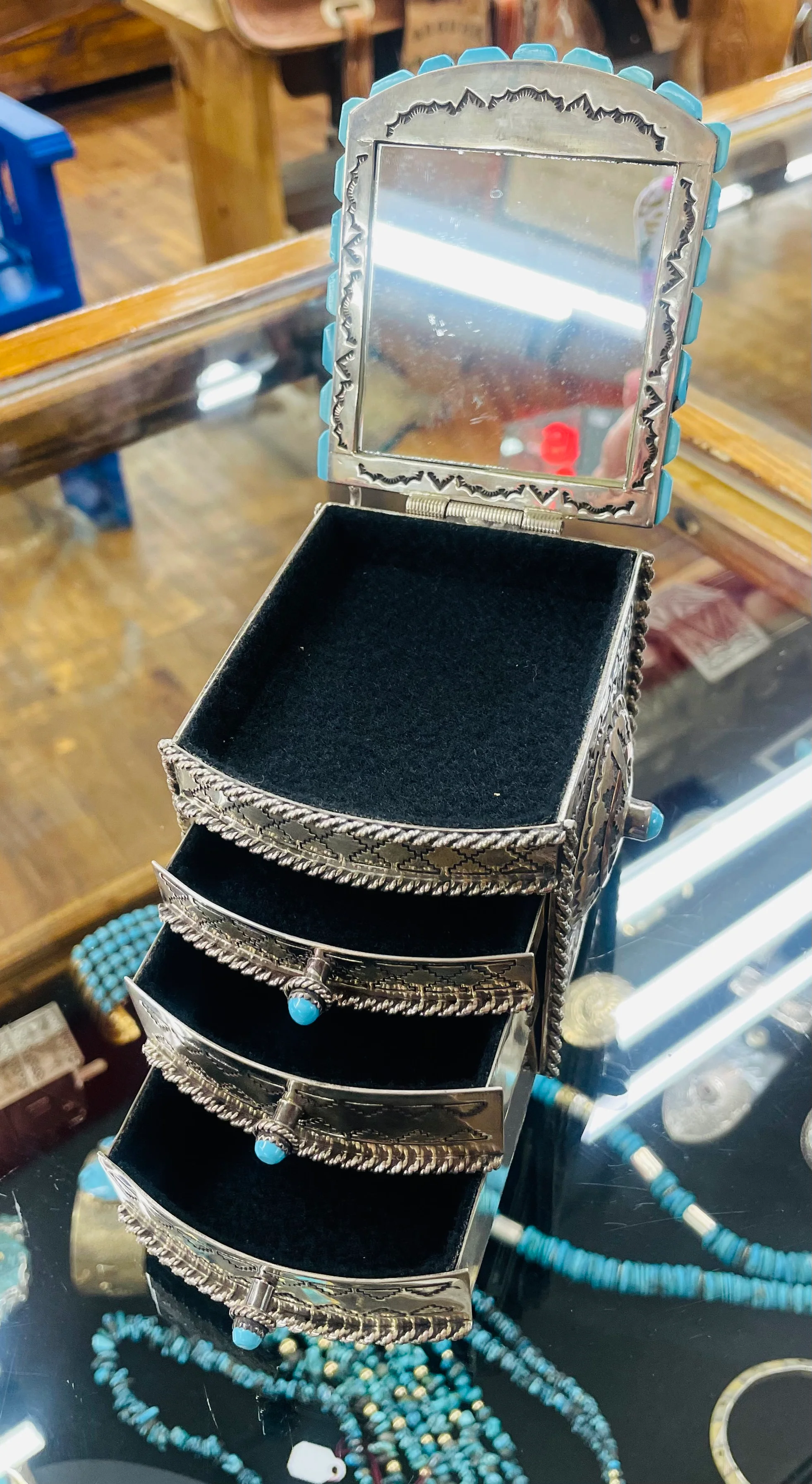 Silver and Turquoise Jewelry Box - Image 3