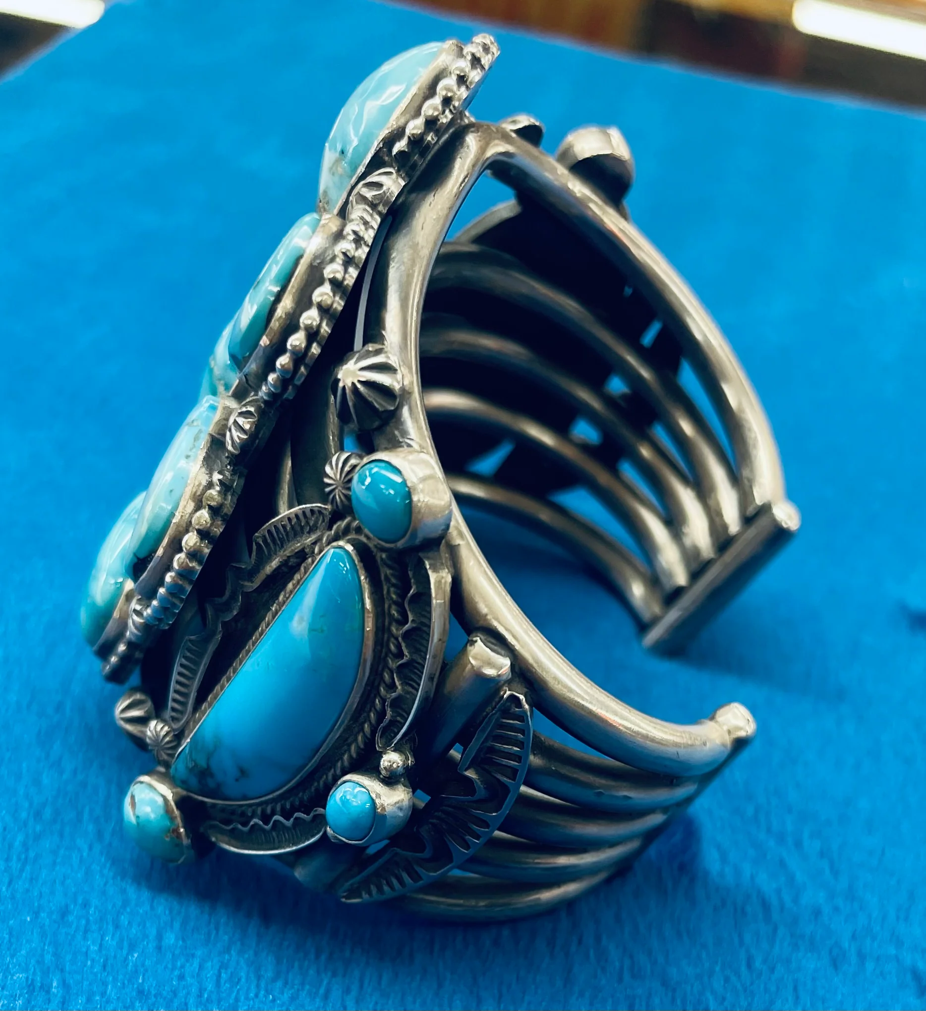Turquoise and Silver Cluster Bracelet - Image 2