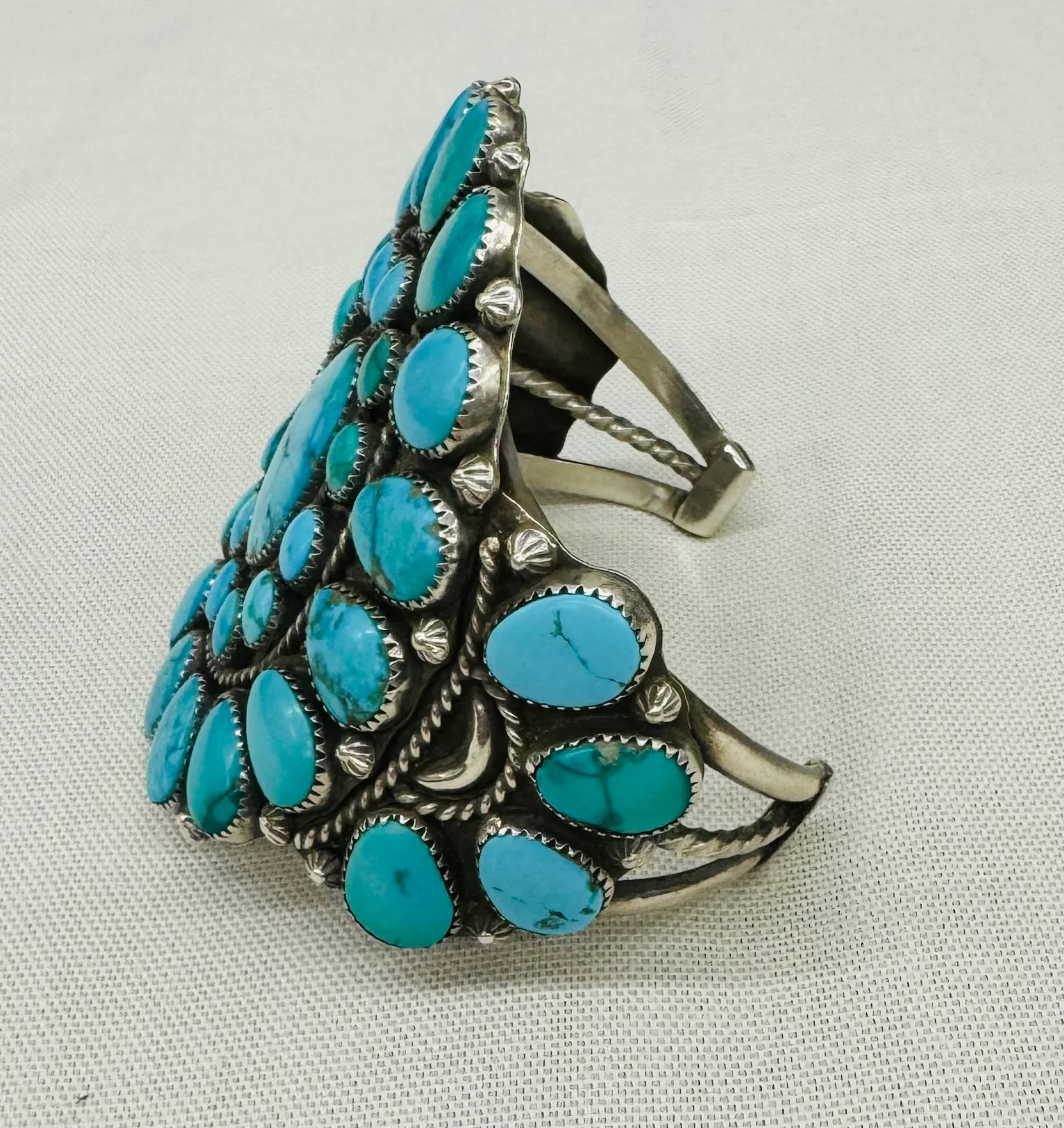 Turquoise and Silver Cluster Bracelet - Image 3