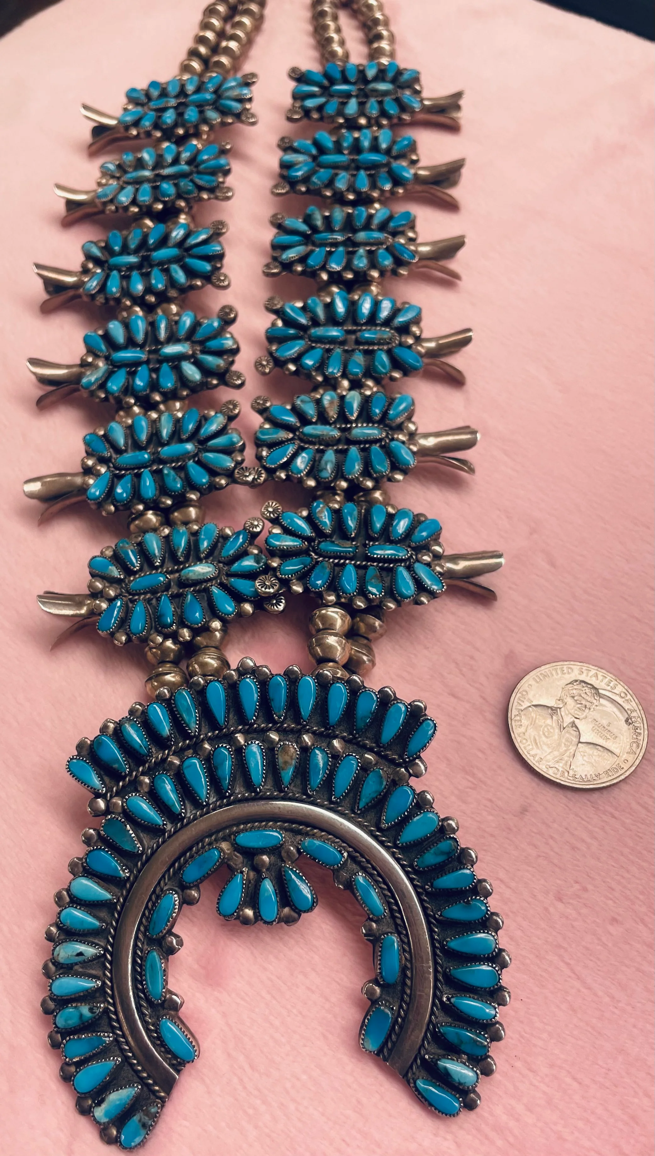 Vintage Turquoise Squash Blossom Necklace
