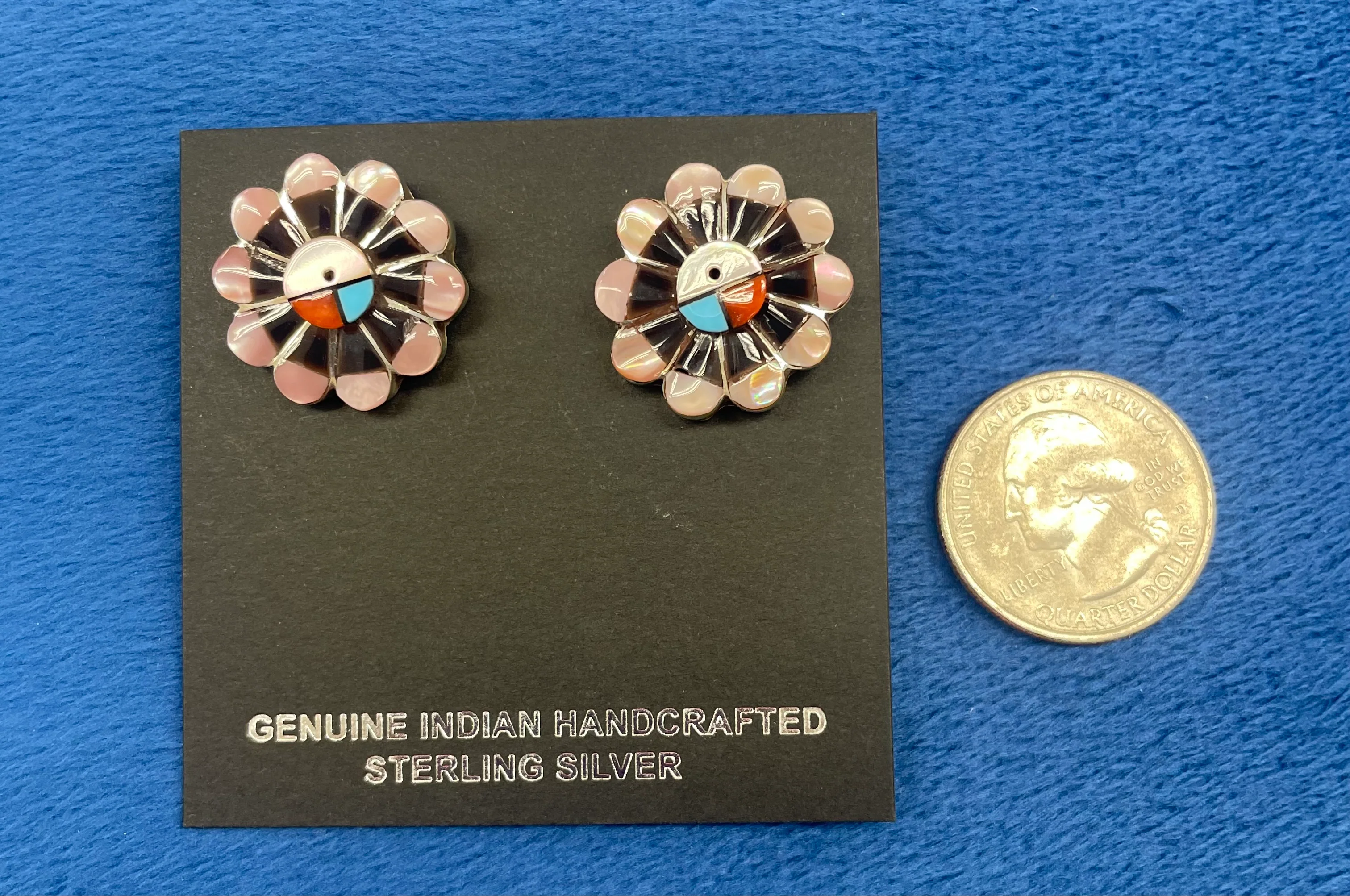 Zuni Multi Stone Sunface Earrings - Image 2